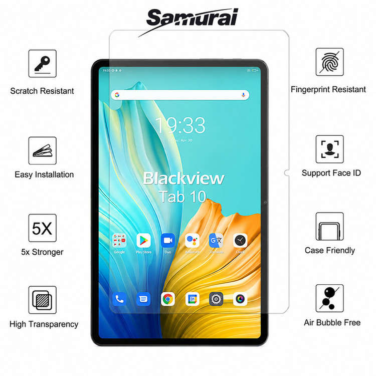 محافظ صفحه نمایش شفاف سامورایی مدل GlastR مناسب برای تبلت بلک ویو Blackview Tab 10