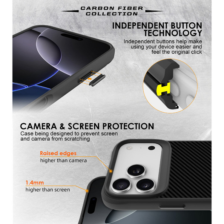 کاور سامورایی مدل Carbon Fiber مناسب برای گوشی موبایل اپل iPhone 17 Pro
