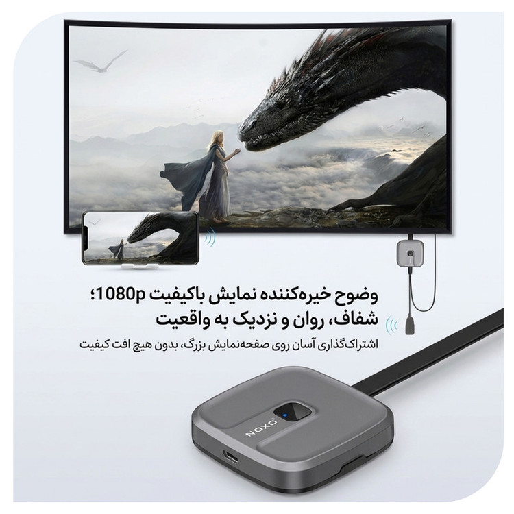 دانگل انتقال تصویر بیسیم نوکسو مدل DG‑N1 مناسب برای انواع تلویزیون و مانیتور دارای درگاه HDMI