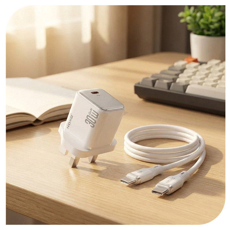 شارژر دیواری 30 وات نوکسو مدل CHN‑7 GaN به همراه کابل usb‑C