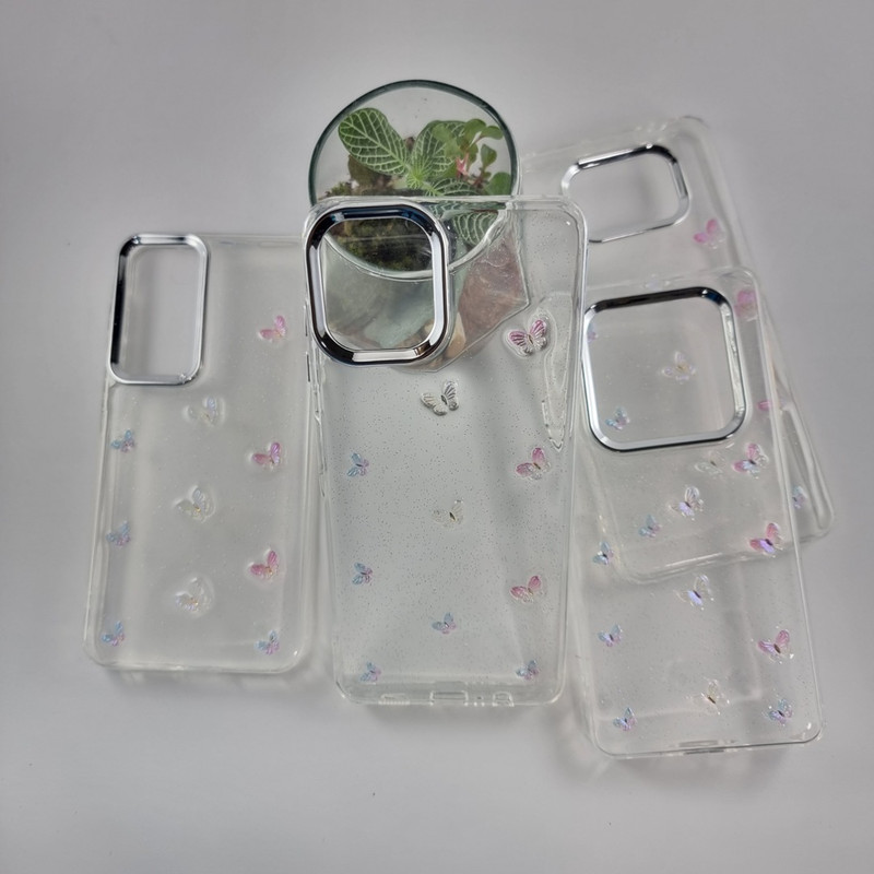 کاور مدل رزینی شاین طرح پروانه شفاف مناسب برای گوشی موبایل شیائومی Note 14 4G